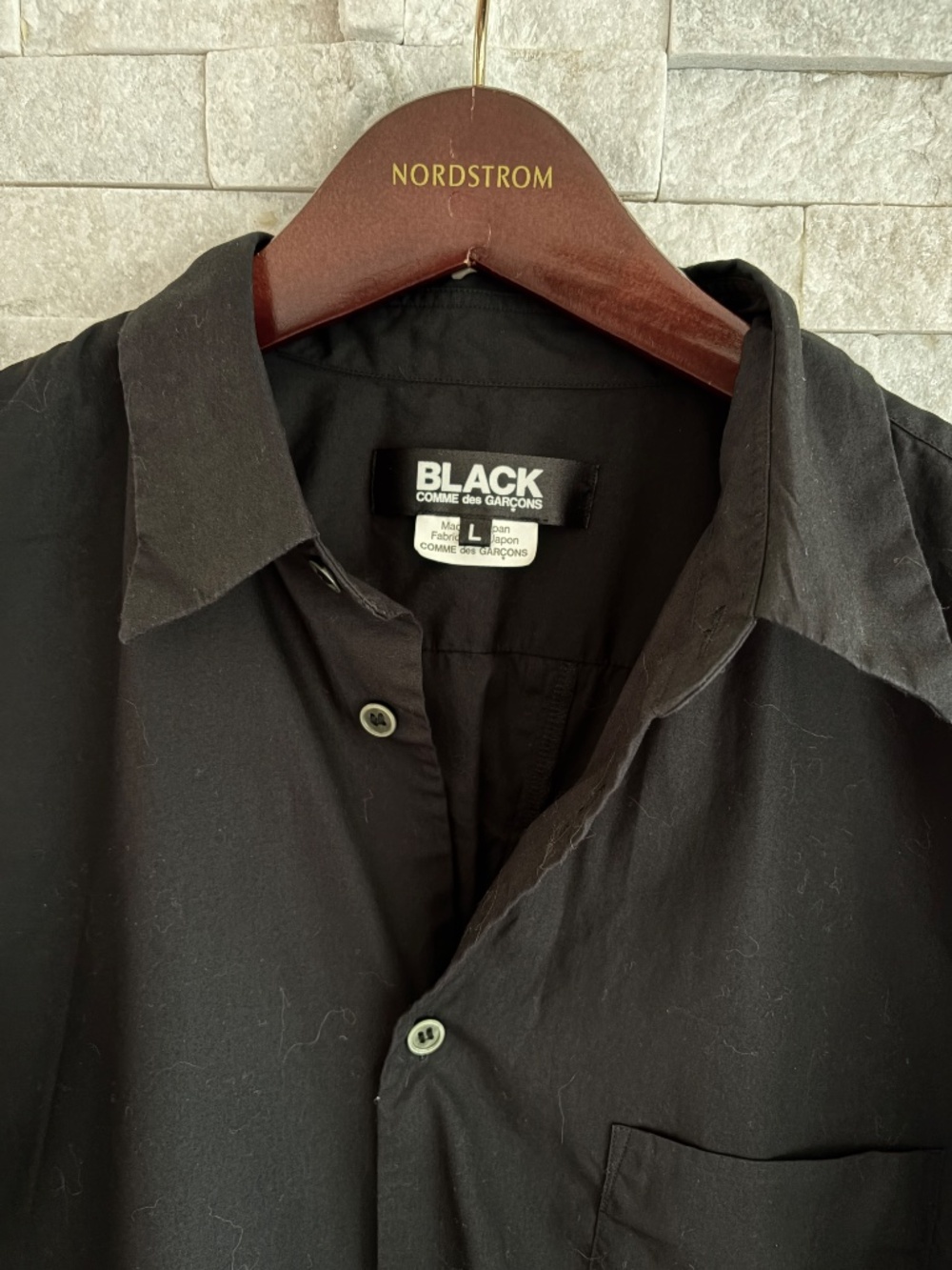 Commes Des Garçons Black Cotton Button-Up with Zipper Back Detail - Picture 3 of 5